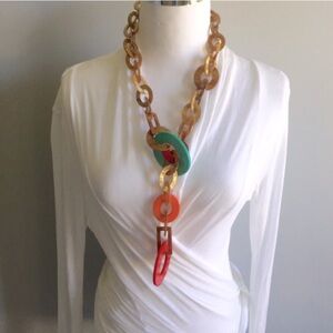 Brown multi Y statement necklace